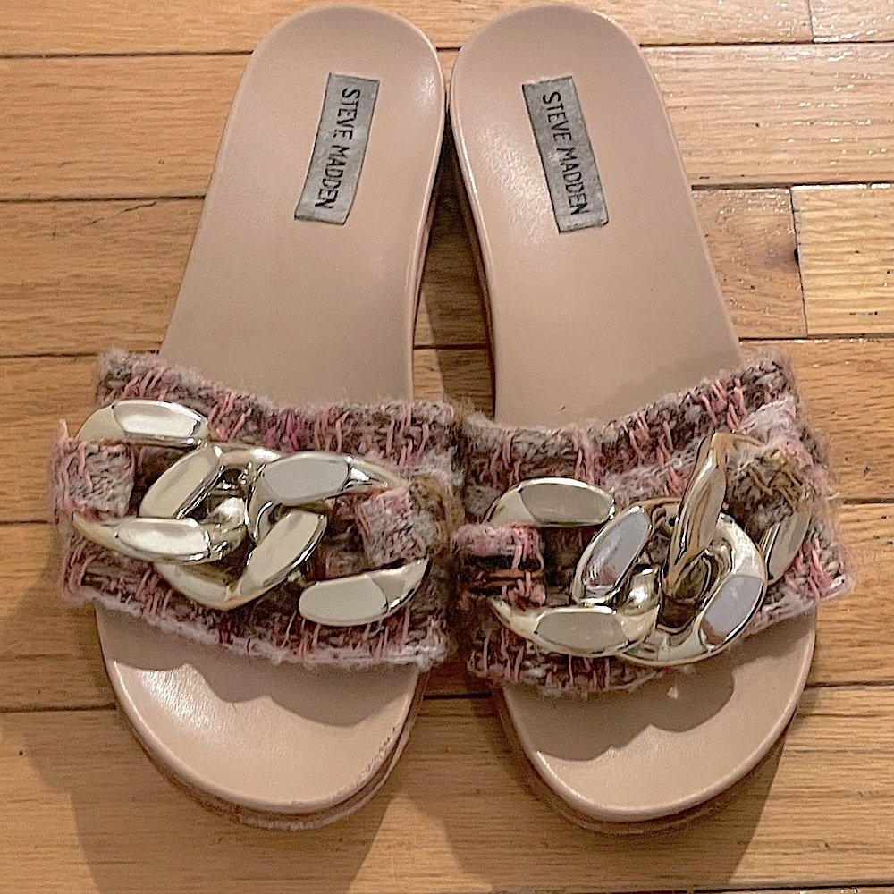 Steve Madden Delay Oversized Chain Link Slides Sa… - image 1